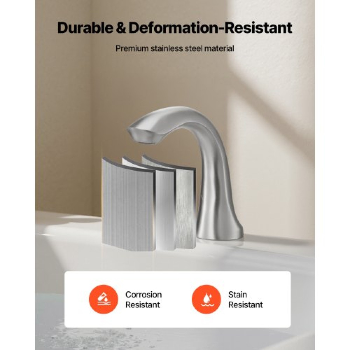 VEVOR Roman Baucet Baucet, 3 Hole Waterfall Bathtub Baucet, Gooseneck Bath Bar Baucets Baucets with 2 Handles, Deck Mount Bab Baucet Baucet for Baby Care, μπάνιο ενηλίκων, βουρτσισμένο ανοξείδωτο ατσάλι, ψηλό τόξο