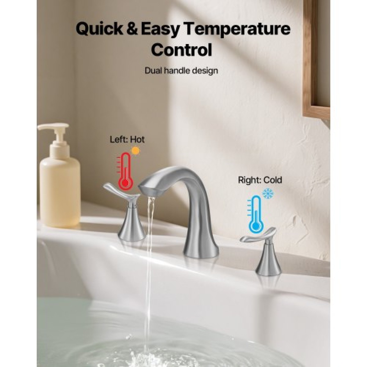 VEVOR Roman Baucet Baucet, 3 Hole Waterfall Bathtub Baucet, Gooseneck Bath Bar Baucets Baucets with 2 Handles, Deck Mount Bab Baucet Baucet for Baby Care, μπάνιο ενηλίκων, βουρτσισμένο ανοξείδωτο ατσάλι, ψηλό τόξο