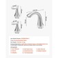 VEVOR Roman Baucet Baucet, 3 Hole Waterfall Bathtub Baucet, Gooseneck Bath Bar Baucets Baucets with 2 Handles, Deck Mount Bab Baucet Baucet for Baby Care, μπάνιο ενηλίκων, βουρτσισμένο ανοξείδωτο ατσάλι, ψηλό τόξο