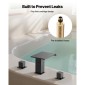 VEVOR Roman Baucet Baucet, 3 Hole Waterfall Bathub Baucet, Bath Baucets Baucets with 2 Handle, Roman Baucets Baucets Deck Mount for Pet Washing, Baby Care, Bathing Bathub, Matte Black, Inox