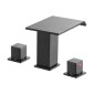 VEVOR Roman Baucet Baucet, 3 Hole Waterfall Bathub Baucet, Bath Baucets Baucets with 2 Handle, Roman Baucets Baucets Deck Mount for Pet Washing, Baby Care, Bathing Bathub, Matte Black, Inox