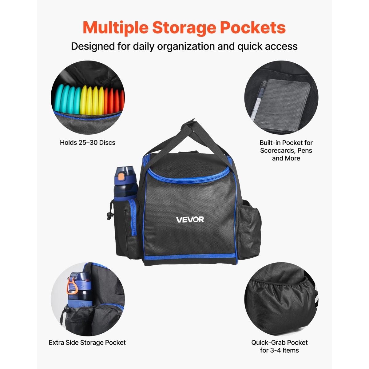VEVOR Disc Golf Set, Ιπτάμενοι Δίσκοι 12 ΤΕΜ για αρχάριους, Σετ εκκίνησης Disc Golf, με Putter, Mid-Range, Driver, Περιλαμβάνει μίνι μαρκαδόρο, φορητό σακίδιο πλάτης, για υπαίθρια αυλή, γκαζόν, παραλία και πάρκο