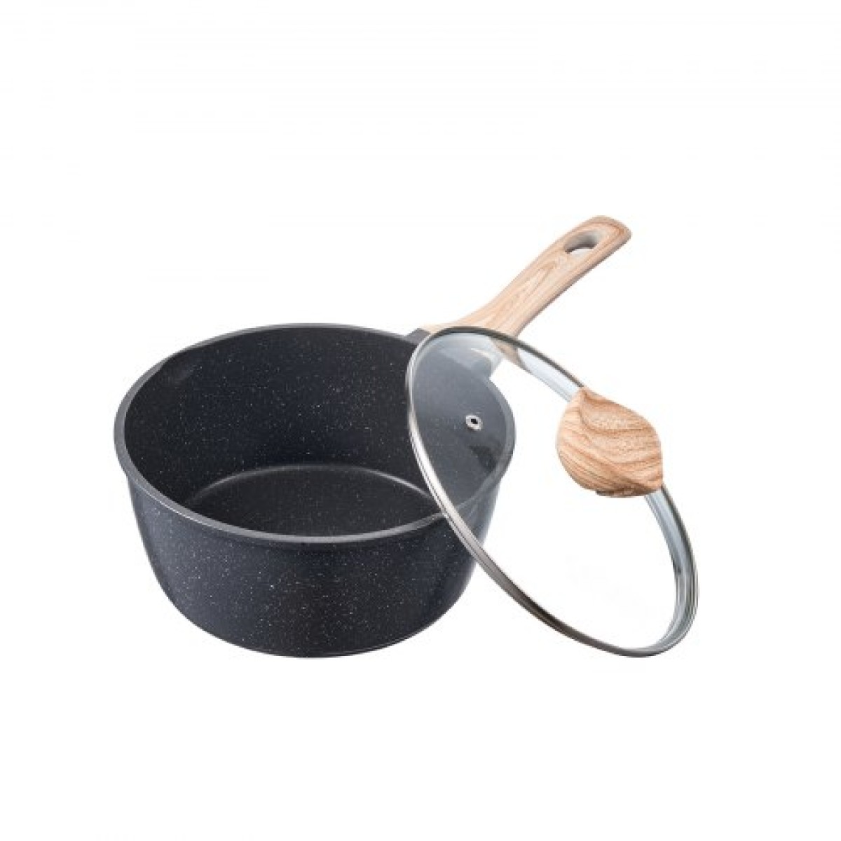 Κατσαρόλα VEVOR 2.5 QT, Αντικολλητικό τηγάνι με γυάλινο καπάκι, Κατσαρόλα ψησίματος πολλαπλών χρήσεων με αποσπώμενο χερούλι, κατσαρόλα μικρή κουζίνα κουζίνας με επικάλυψη, συμβατό με επαγωγή, μαύρο