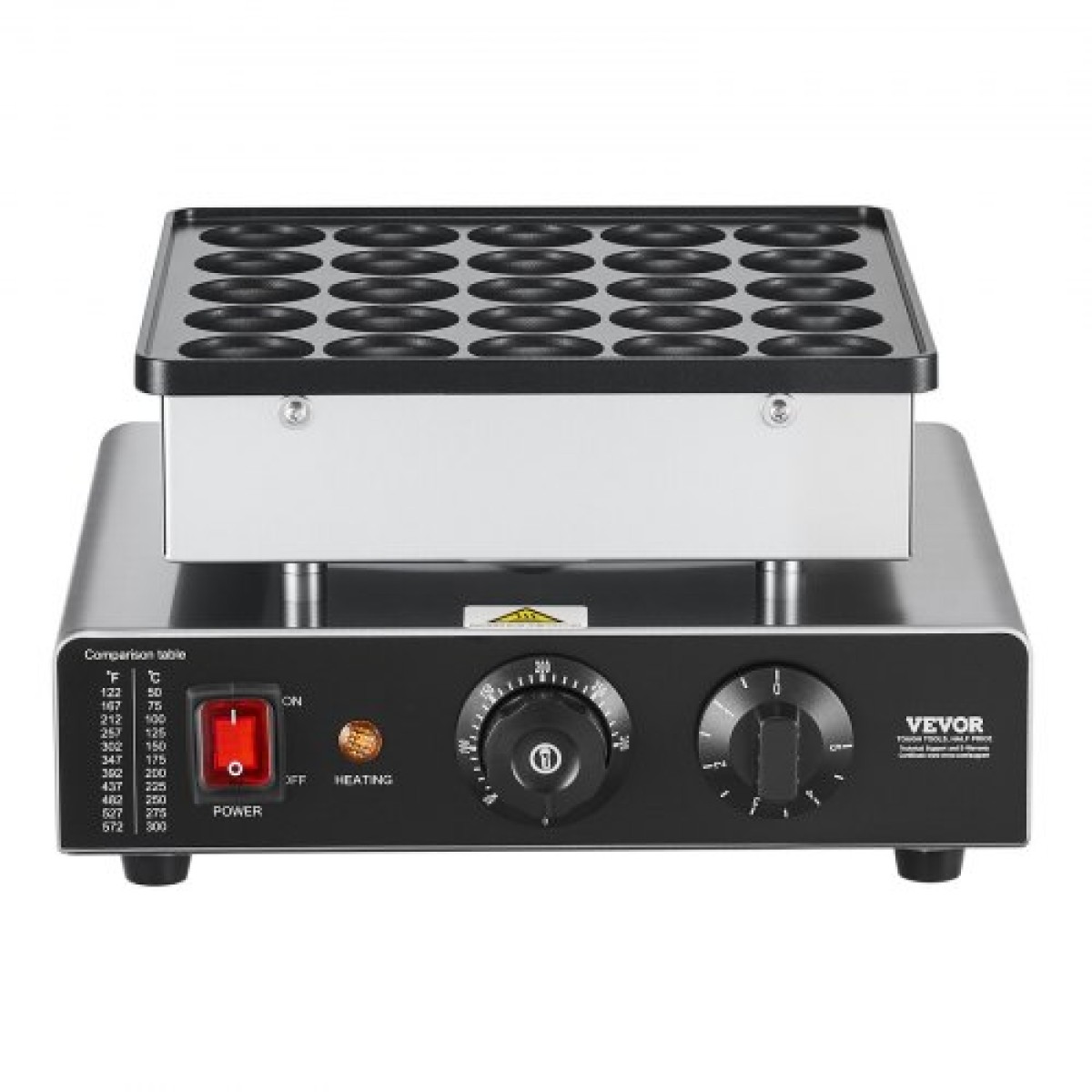 VEVOR Mini Pancake Maker, 25 ΤΕΜ. 43mm Διάμετρος Ολλανδικός Μάφιν Βαφλιέρα, Αντικολλητικό Ανοξείδωτο Γκριλ Poffertjes, Επαγγελματικό Ηλεκτρικό Μηχάνημα Dorayaki, Temp & Time Control, Εστιατόριο κουζίνας σπιτιού