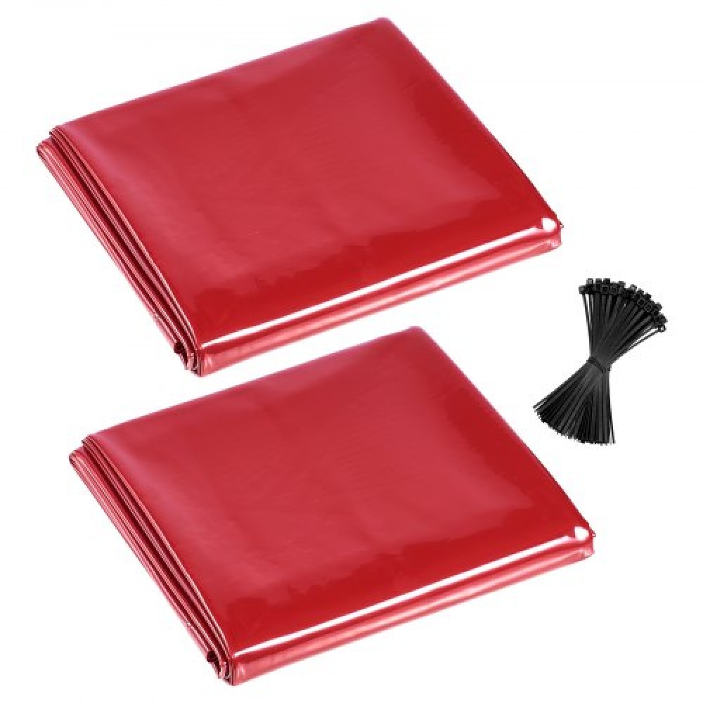 VEVOR 2PCS Welding Curtains, 1,74 x 2,34m Welding Screen Curtain, Fire-Resistant Vinyl Safety Protective Screen with 6-Level UV Protection & Hanging Drips, Φορητό για εργαστήριο/βιομηχανική χρήση, κόκκινο