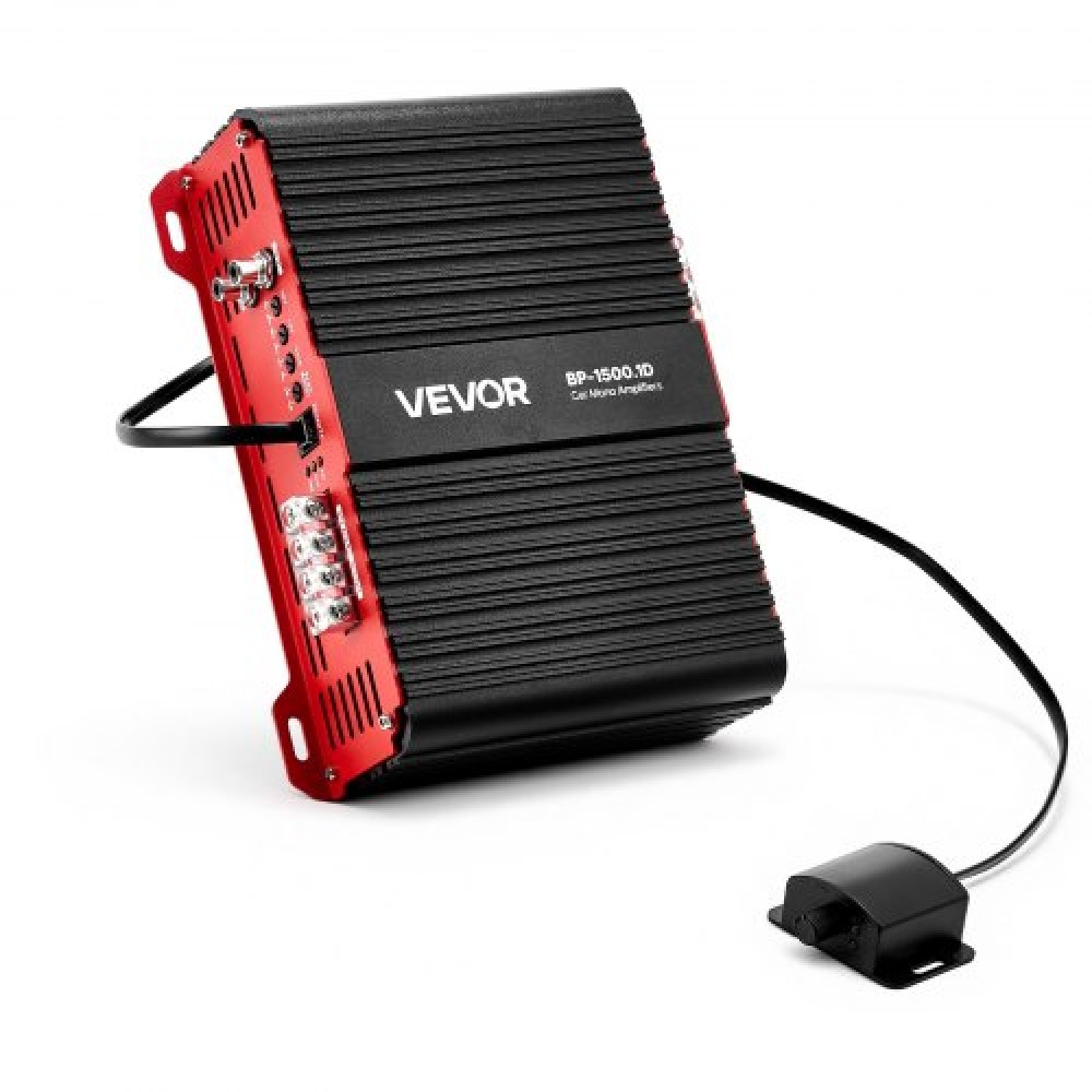 Ενισχυτής αυτοκινήτου VEVOR Monoblock, 1500W RMS MAX, 1/2/4 Ohm Stable, Ενισχυτής ήχου αυτοκινήτου κατηγορίας D 1 καναλιού με απομακρυσμένο έλεγχο στάθμης υπογούφερ, φίλτρο χαμηλής διέλευσης και ενίσχυση μπάσων, περιλαμβάνεται ελεγκτής έντασης ήχου
