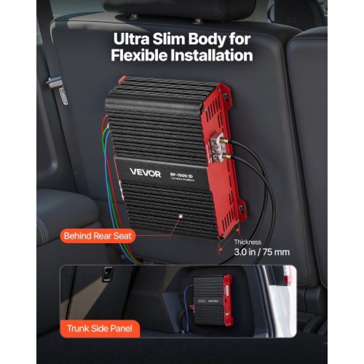 Ενισχυτής αυτοκινήτου VEVOR Monoblock, 1500W RMS MAX, 1/2/4 Ohm Stable, Ενισχυτής ήχου αυτοκινήτου κατηγορίας D 1 καναλιού με απομακρυσμένο έλεγχο στάθμης υπογούφερ, φίλτρο χαμηλής διέλευσης και ενίσχυση μπάσων, περιλαμβάνεται ελεγκτής έντασης ήχου
