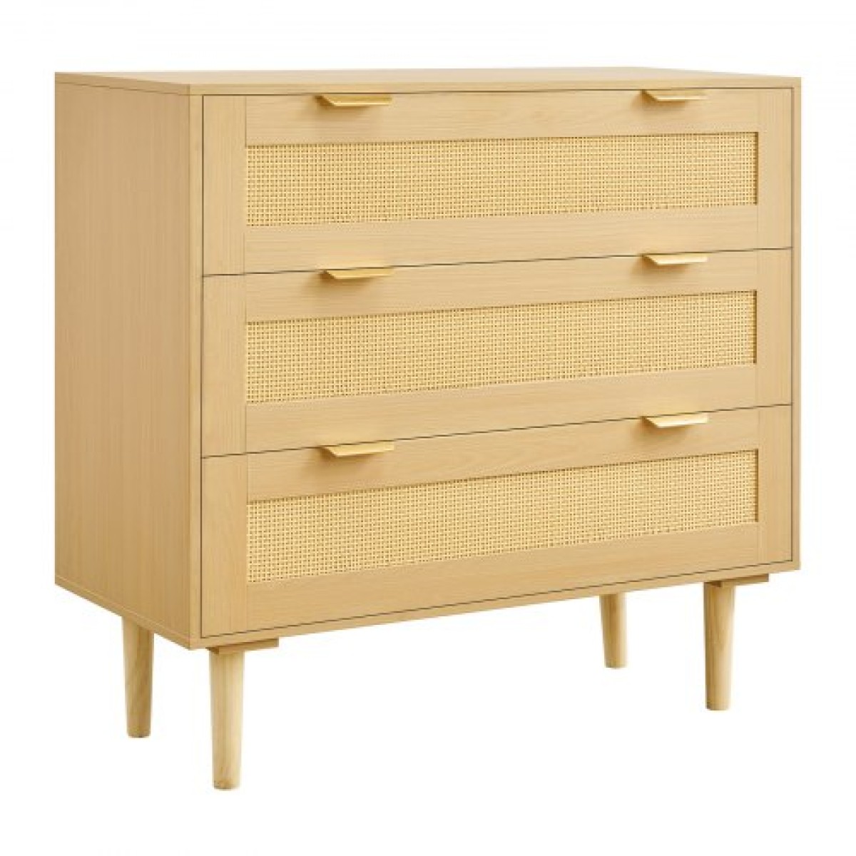 VEVOR 3 Συρταριέρα Rattan Dresser, Μοντέρνα ντουλάπα συρταριέρα για υπνοδωμάτιο, Natural Rattan συρταριέρα με μεταλλικές λαβές & ξύλινα πόδια, οργάνωση ρούχων και αποθήκη για υπνοδωμάτιο, σαλόνι, διάδρομος