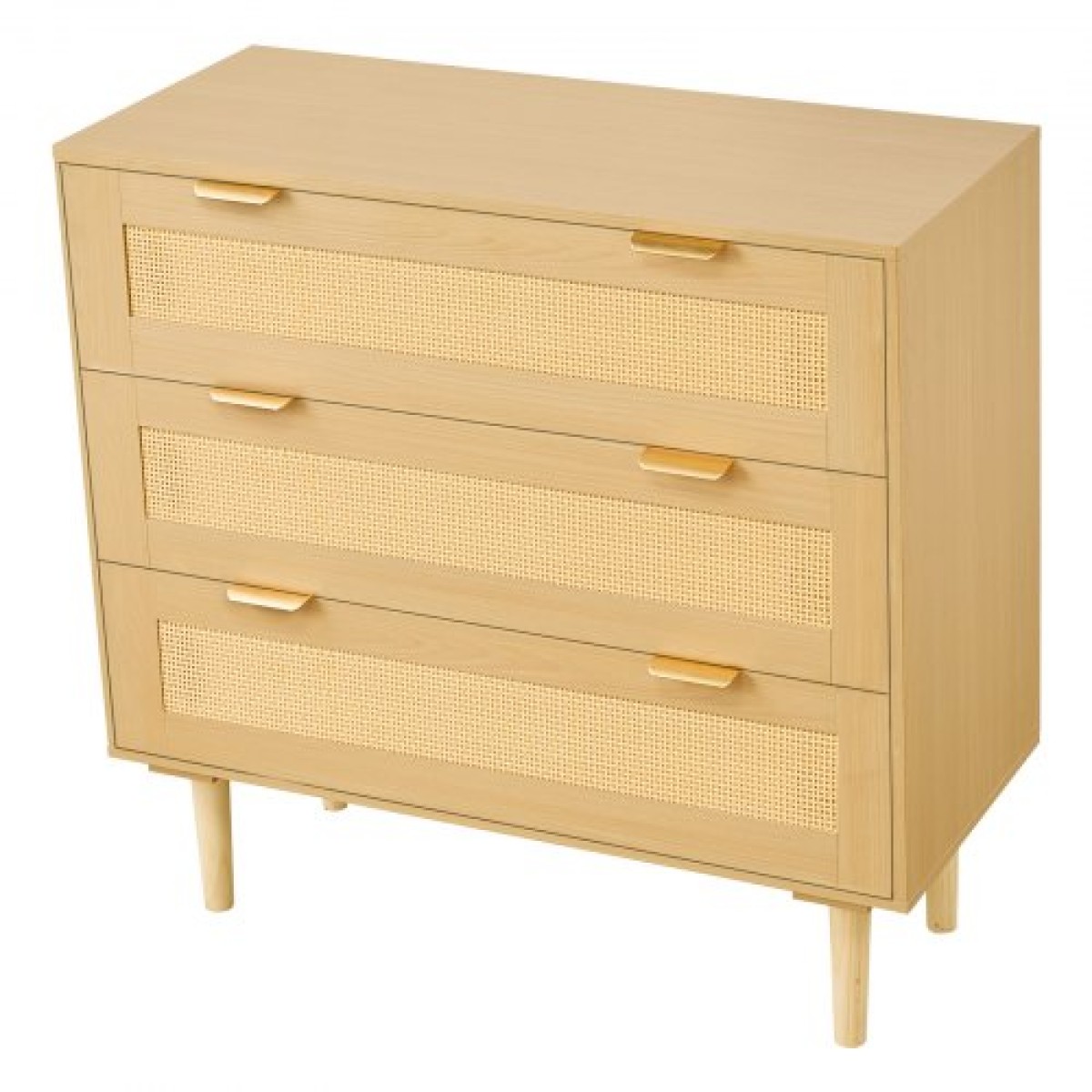 VEVOR 3 Συρταριέρα Rattan Dresser, Μοντέρνα ντουλάπα συρταριέρα για υπνοδωμάτιο, Natural Rattan συρταριέρα με μεταλλικές λαβές & ξύλινα πόδια, οργάνωση ρούχων και αποθήκη για υπνοδωμάτιο, σαλόνι, διάδρομος