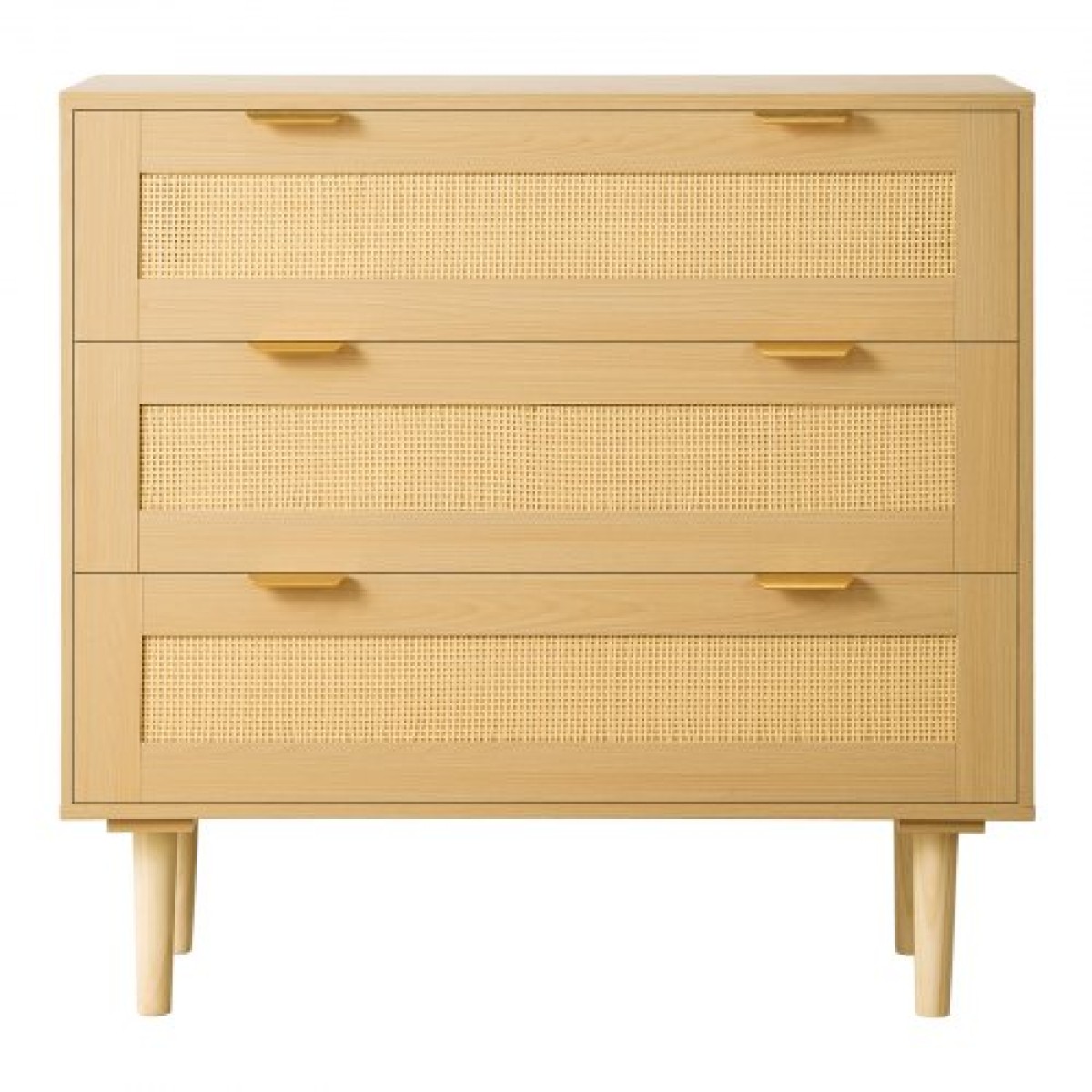 VEVOR 3 Συρταριέρα Rattan Dresser, Μοντέρνα ντουλάπα συρταριέρα για υπνοδωμάτιο, Natural Rattan συρταριέρα με μεταλλικές λαβές & ξύλινα πόδια, οργάνωση ρούχων και αποθήκη για υπνοδωμάτιο, σαλόνι, διάδρομος
