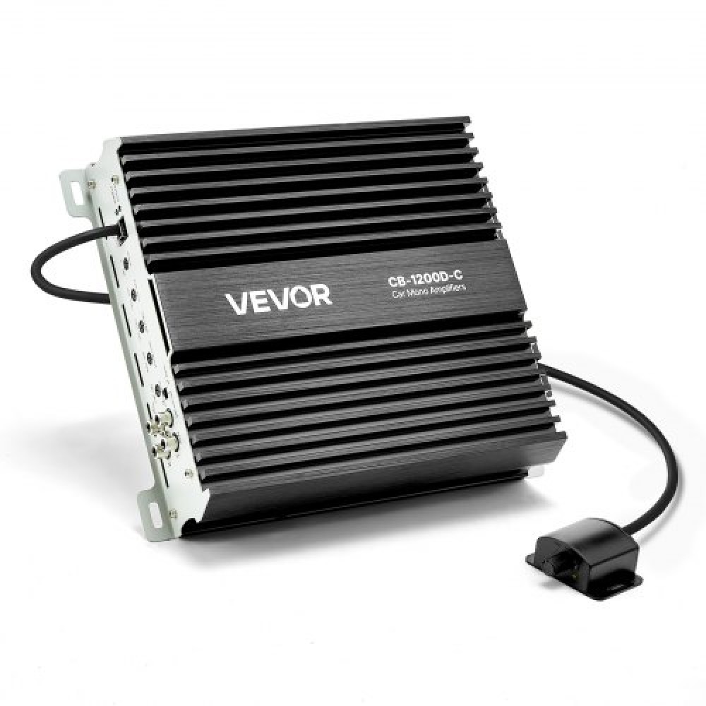 Ενισχυτής αυτοκινήτου VEVOR Monoblock, 1200W RMS MAX, 1/2/4 Ohm Stable, Ενισχυτής ήχου αυτοκινήτου κατηγορίας D 1 καναλιού με απομακρυσμένο έλεγχο στάθμης υπογούφερ, φίλτρο χαμηλής διέλευσης, ενίσχυση μπάσων & μετατόπιση φάσης, ελεγκτής έντασης ήχου