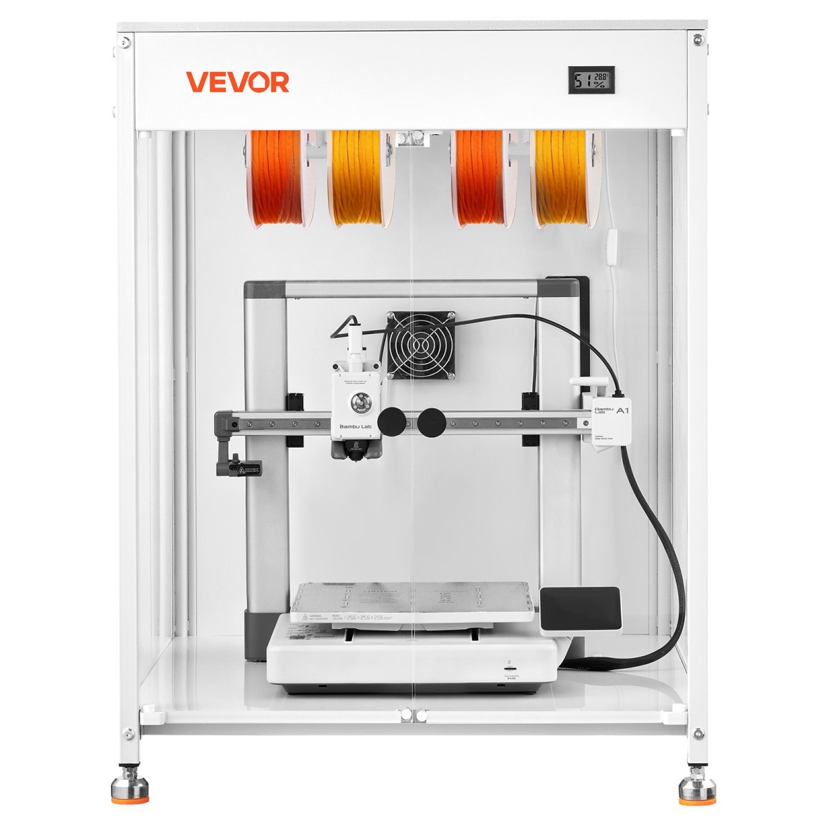 Περίβλημα 3D εκτυπωτή VEVOR με εξαερισμό, αδιάβροχη διαφανή ακρυλική 3D σκηνή εκτυπωτή, θήκη σταθερής θερμοκρασίας με LED, συμβατή με Bambu Lab, Ender, Neptune, Kobra