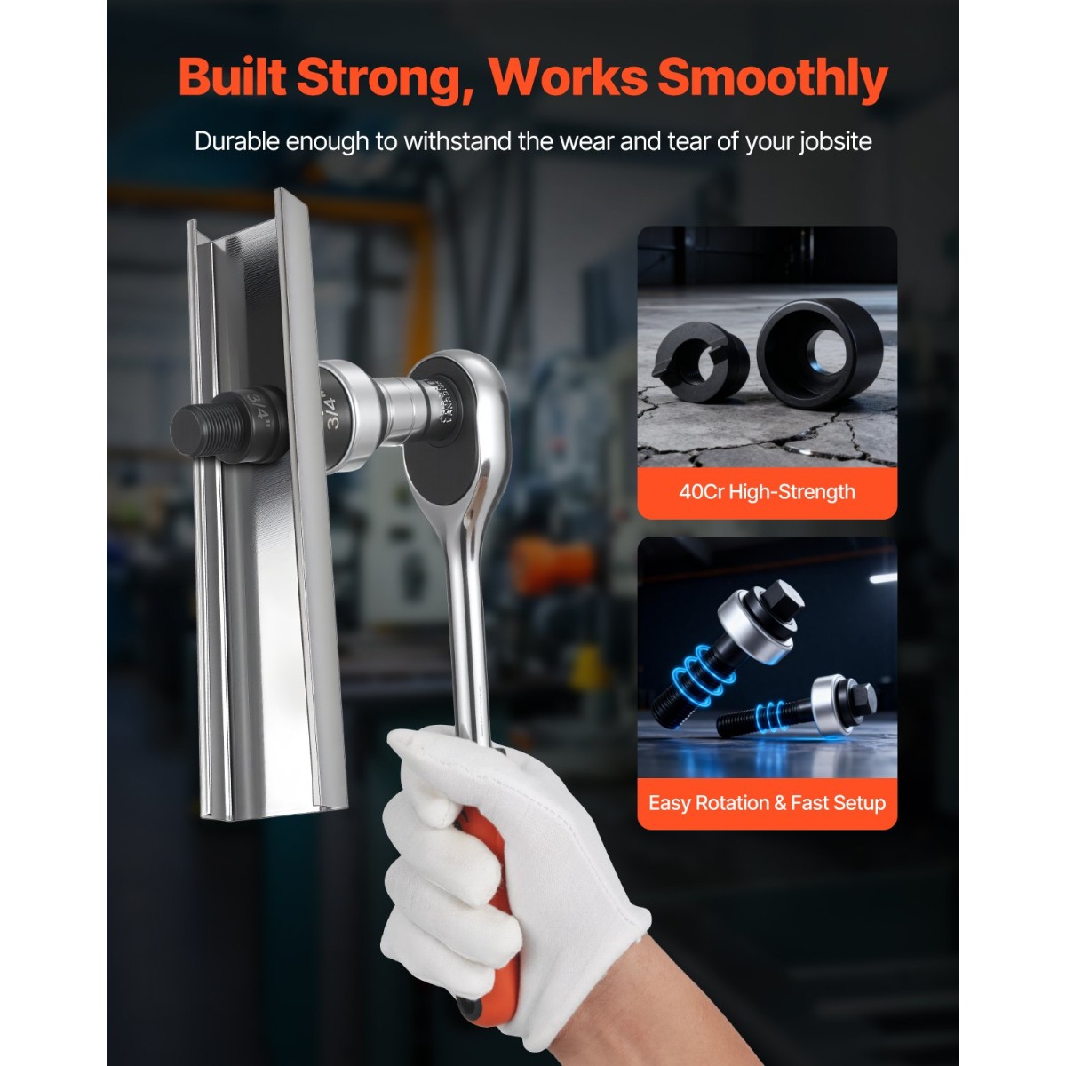 VEVOR Knockout Punch Set, 12,7 έως 50,8mm SLUG-Buster Ratchet Knockout Set, Ratchet Wrench Knockouts Punch Set για αλουμίνιο, ήπιο ατσάλι, υαλοβάμβακα, πλαστικά, 6 μεγέθη μήτρας, 40Cr Steel Ko Tool Kit