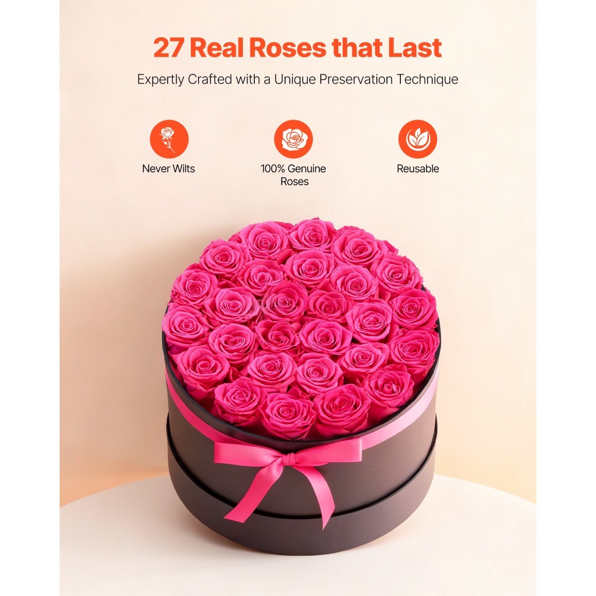 VEVOR Forever Flowers, 27 Conserved Roses in a Box, Eternal Flowers Immortal Bouquet Δώρο γενεθλίων για παράδοση Prime Women Her Wife Mothers, Επέτειος, Ημέρα του Αγίου Βαλεντίνου, Χριστούγεννα, Κόκκινο τριαντάφυλλο