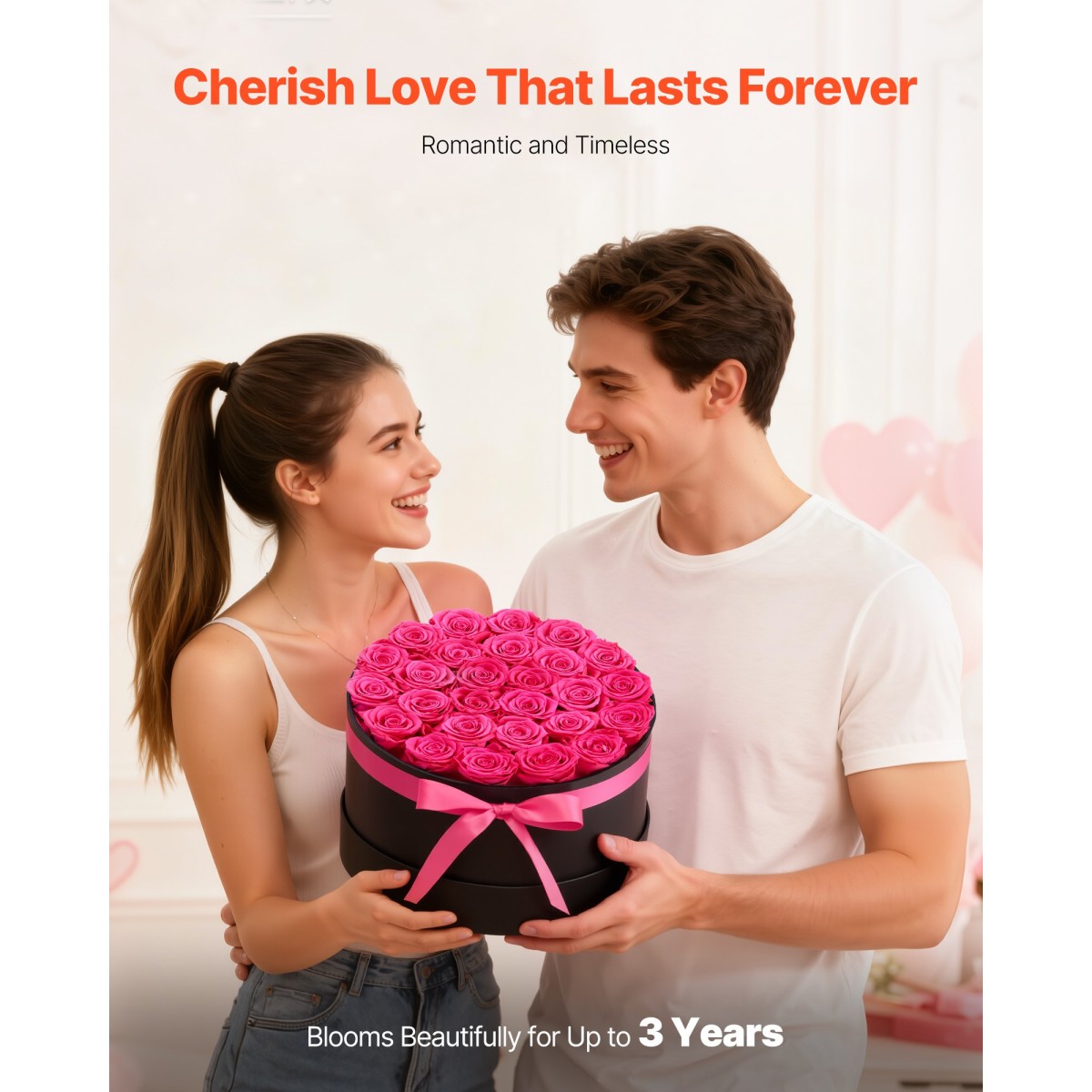 VEVOR Forever Flowers, 27 Conserved Roses in a Box, Eternal Flowers Immortal Bouquet Δώρο γενεθλίων για παράδοση Prime Women Her Wife Mothers, Επέτειος, Ημέρα του Αγίου Βαλεντίνου, Χριστούγεννα, Κόκκινο τριαντάφυλλο