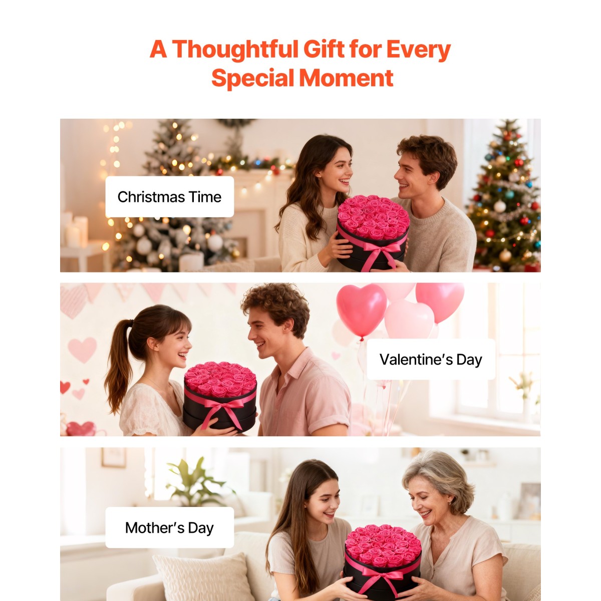 VEVOR Forever Flowers, 27 Conserved Roses in a Box, Eternal Flowers Immortal Bouquet Δώρο γενεθλίων για παράδοση Prime Women Her Wife Mothers, Επέτειος, Ημέρα του Αγίου Βαλεντίνου, Χριστούγεννα, Κόκκινο τριαντάφυλλο