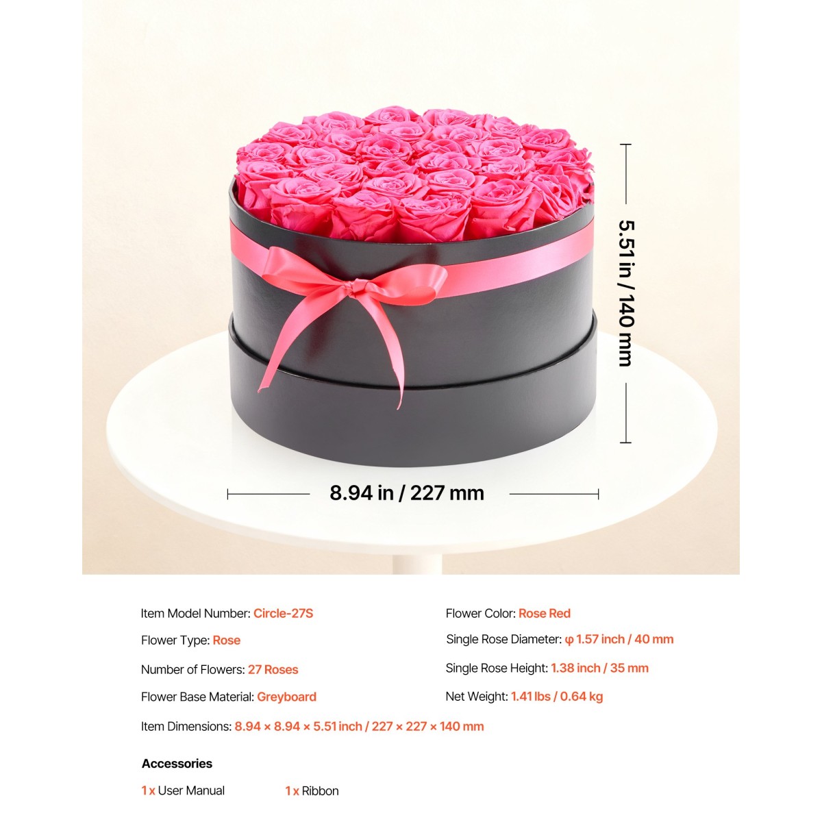 VEVOR Forever Flowers, 27 Conserved Roses in a Box, Eternal Flowers Immortal Bouquet Δώρο γενεθλίων για παράδοση Prime Women Her Wife Mothers, Επέτειος, Ημέρα του Αγίου Βαλεντίνου, Χριστούγεννα, Κόκκινο τριαντάφυλλο