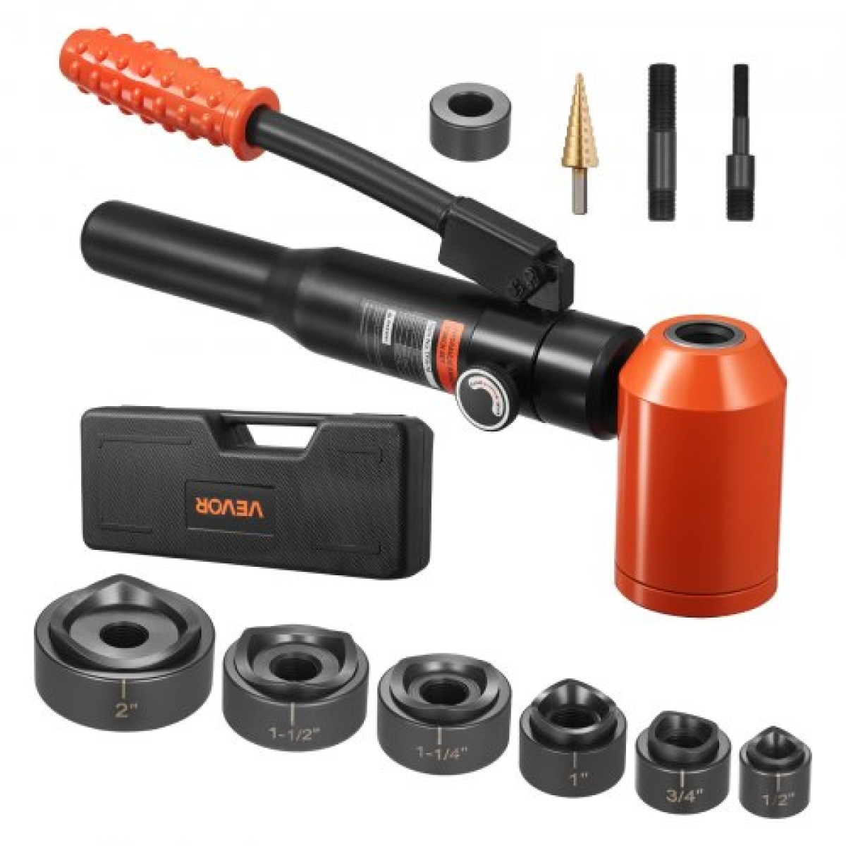 VEVOR Knockout Punch Set, 98,07 kN Hydraulic Knockout Set, 12,7 to 50,8mm KO Tool Kit Hole Making Tool, KO Tools Kit W/6 Die for Metal Electrical Cabinets, Electrical Control Points, Switch Cabine