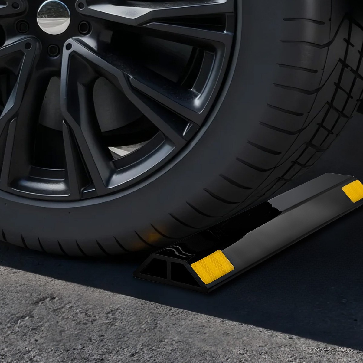 Πώμα στάθμευσης VEVOR, 446 mm 2 τεμ. Βοήθημα στάθμευσης βαρέως τύπου για γκαράζ, PP Curb πώμα δαπέδου γκαράζ με ανακλαστικές λωρίδες, Gadgets οχημάτων για αυτοκίνητα Φορτηγά φορτηγά Οδηγός ελαστικών Μπλοκ στοπ προφυλακτήρες