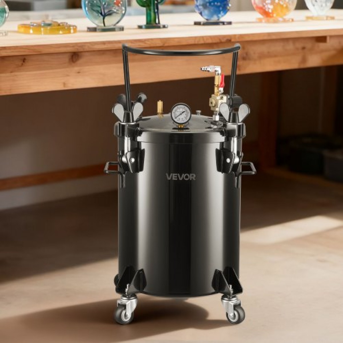 Δεξαμενή δοχείου πίεσης VEVOR, δεξαμενή δοχείου πίεσης από χάλυβα 30 L βαρέως τύπου με τρεις συνδέσμους γρήγορης σύνδεσης για οικιακή χρήση, DIY, καλλιτεχνικές δημιουργίες, δεξαμενές μεγάλης διαμέτρου