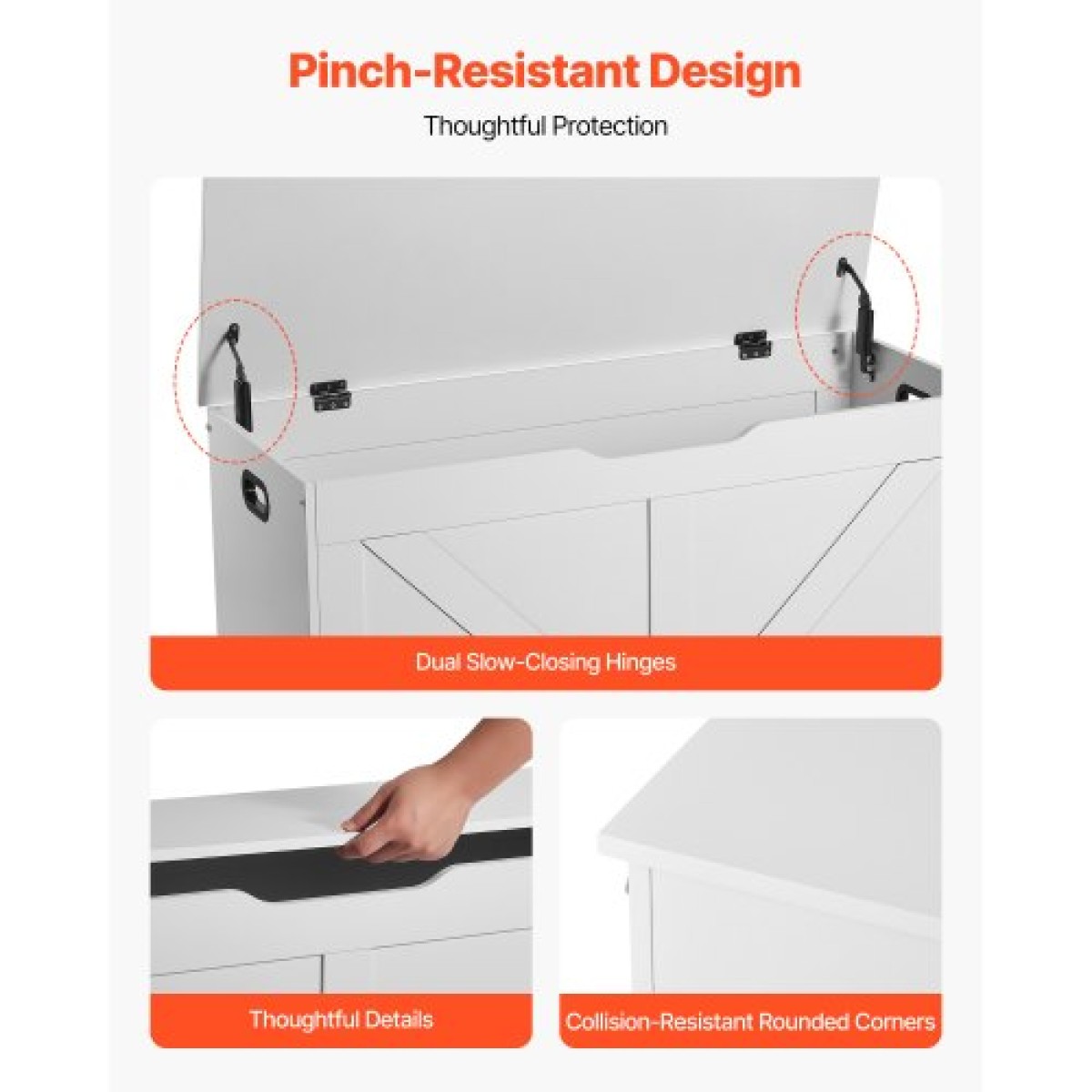 Παιδικός πάγκος αποθήκευσης VEVOR, Ξύλινο κουτί παιχνιδιών, μεγάλο ντουλάπι αποθήκευσης με μεντεσέ ασφαλείας, πάγκος αποθήκευσης νηπίων για playroom, σαλόνι ή είσοδος, Εύκολη συναρμολόγηση, 990 x 395 x 480 mm, λευκό