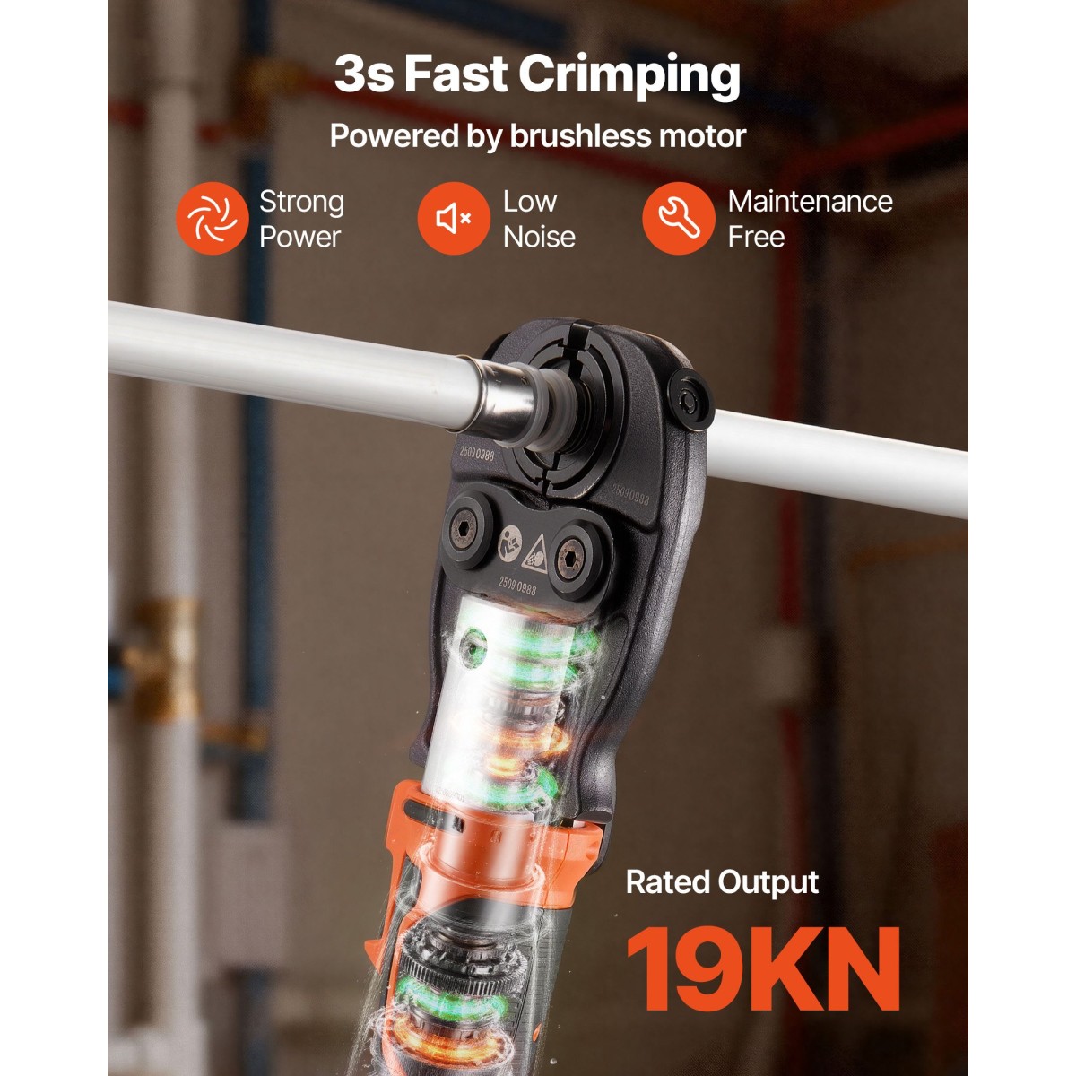 VEVOR Cordless Pipe Tool Kit, 18V Electric Pipe Crimping Tool for PEX & Aluminium-Plastic Tubes - με U16, U20, U25, U32 Press Jaws, 2pcs 2AH Batteries, Fast Charger & Carrying Case