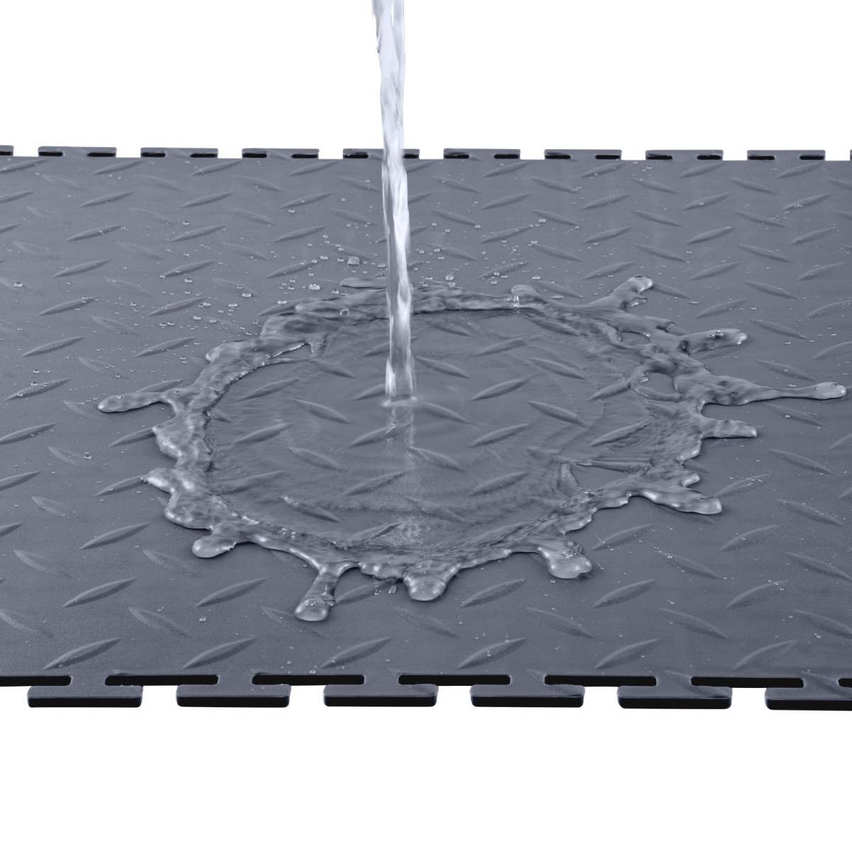 VEVOR Πλακάκια δαπέδου γκαράζ Interlocking, 16 Pack 513 x 513 x 5 mm Interlocking Modular Floor Garage Poils, Diamond Plate Αντιολισθητικά χαλάκια PVC για εργαστήριο, Αποθήκη, Εργαλειοθήκη, Γκρι γραφίτη