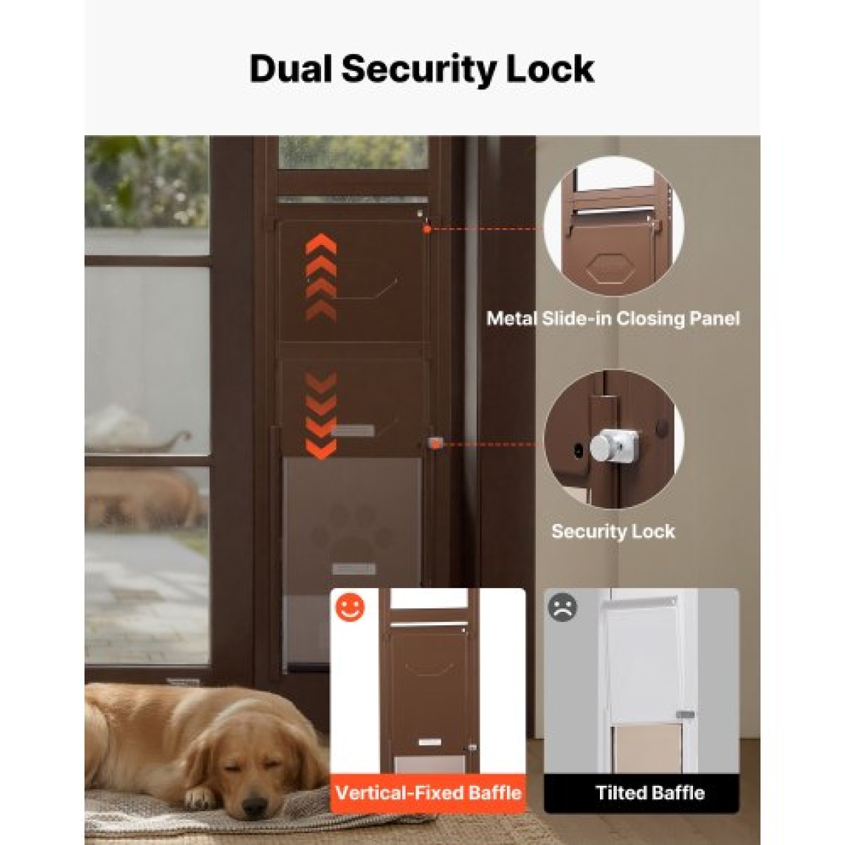 VEVOR Dog Dog Door για Συρόμενη Γυάλινη Πόρτα, 1927 mm έως 2040 mm Ρυθμιζόμενο ύψος, Σκελετός από κράμα αλουμινίου με μεταλλικούς περιστρεφόμενους μεντεσέδες, σχέδιο κλειδαριάς, 346 x 600 mm πτερύγιο, συρόμενη γυάλινη πόρτα για κατοικίδια για ενοικιαστές
