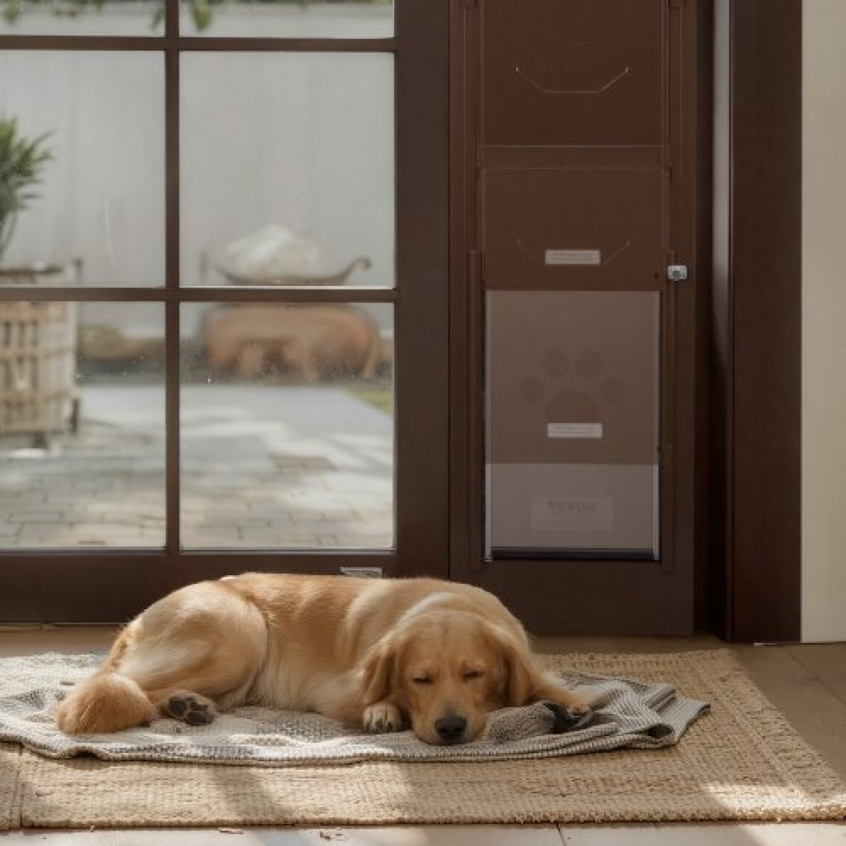 VEVOR Dog Dog Door για Συρόμενη Γυάλινη Πόρτα, 1927 mm έως 2040 mm Ρυθμιζόμενο ύψος, Σκελετός από κράμα αλουμινίου με μεταλλικούς περιστρεφόμενους μεντεσέδες, σχέδιο κλειδαριάς, 346 x 600 mm πτερύγιο, συρόμενη γυάλινη πόρτα για κατοικίδια για ενοικιαστές