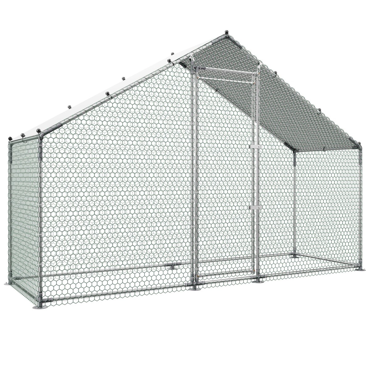 VEVOR Large Metal Chicken Coop, 3 x 1 x 2 m, Walk-in Chicken Run House με αδιάβροχο κάλυμμα & στιβαρό σκελετό, στυλό πάπιας κλουβιού πουλερικών Spire Roof για χρήση σε εξωτερική αυλή σε φάρμα για κουνελόχηνα