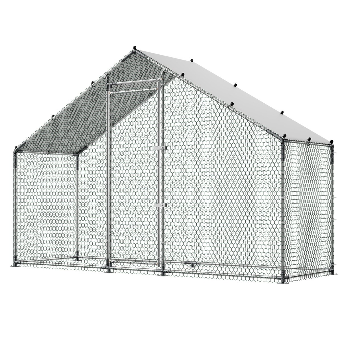 VEVOR Large Metal Chicken Coop, 3 x 1 x 2 m, Walk-in Chicken Run House με αδιάβροχο κάλυμμα & στιβαρό σκελετό, στυλό πάπιας κλουβιού πουλερικών Spire Roof για χρήση σε εξωτερική αυλή σε φάρμα για κουνελόχηνα