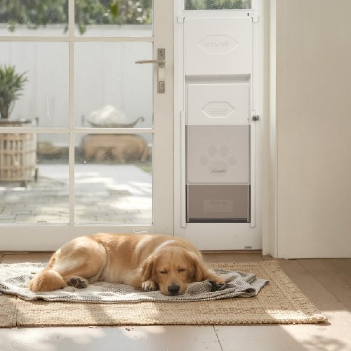 VEVOR Dog Dog Door for Sliding Glass Door, 2311-2439 mm Ρυθμιζόμενο ύψος, Σκελετός από κράμα αλουμινίου με μεταλλικούς περιστρεφόμενους μεντεσέδες, σχέδιο κλειδαριάς, 260,4 x 412,8 mm πτερύγιο, συρόμενη γυάλινη πόρτα για κατοικίδια για ενοικιαστές