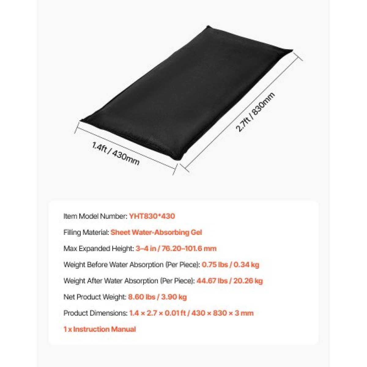 VEVOR Flood Barrier, 10 Pack, 430 x 830 mm Flood bags with Bucket, επαναχρησιμοποιήσιμο υδατοαπορροφητικό φράγμα που ενεργοποιείται από νερό, απόφραξη σακουλών άμμου χωρίς άμμο, σάκοι πρόληψης πλημμύρας για πόρτα, υπόγειο, γκαράζ
