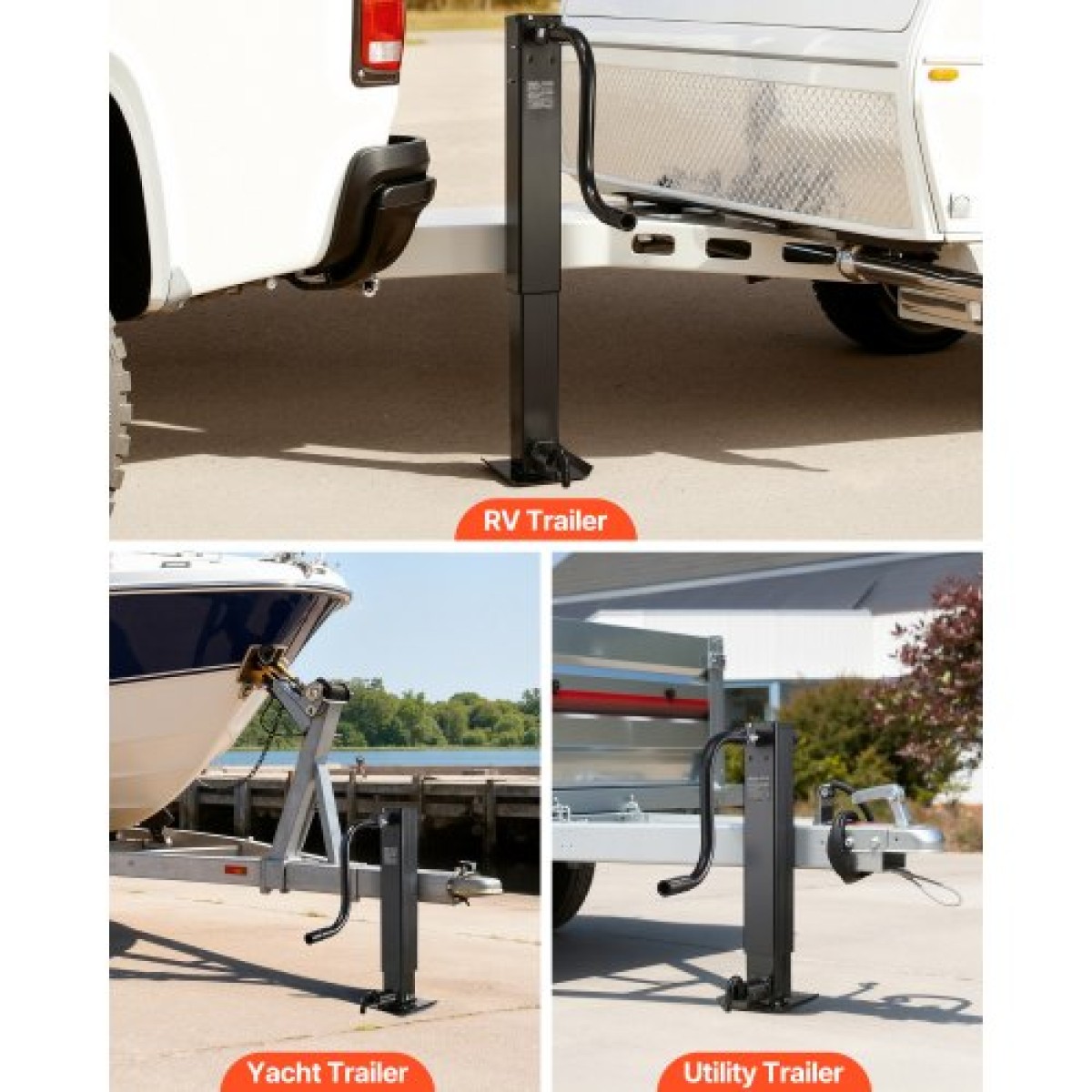Υποδοχή ρυμουλκούμενου VEVOR Heavy-Duty, χωρητικότητα φόρτωσης 5443 κιλών, Πλαϊνή τετράγωνη γρύλος άμεσης συγκόλλησης τρέιλερ με μανιβέλα χειρολαβής, ρυθμιζόμενο πόδι πτώσης, 674 mm Ταξίδι για ανύψωση RV, Utility, ρυμουλκούμενα γιοτ