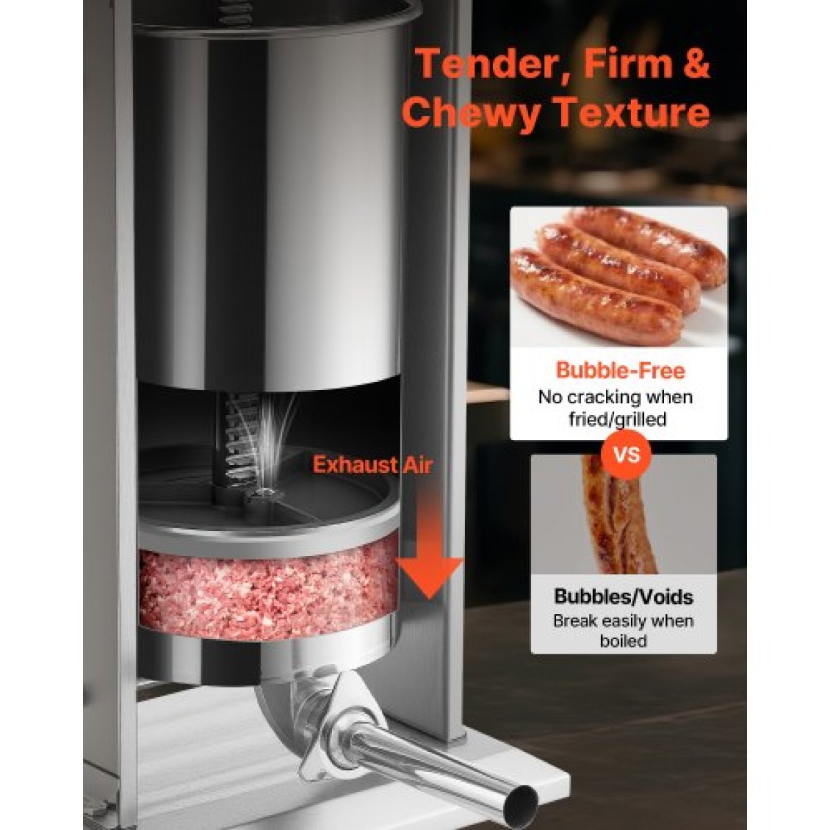 VEVOR Electric Sausage Stuffer, 55 LBS / 25 L Vertical Meat Stuffer, Stepless Speed ​​Control and Foot Pedal, Inox Heavy Duty Γεμιστικό Λουκάνικου με 5 Σωλήνες Γέμισης, για Εμπορική & οικιακή χρήση