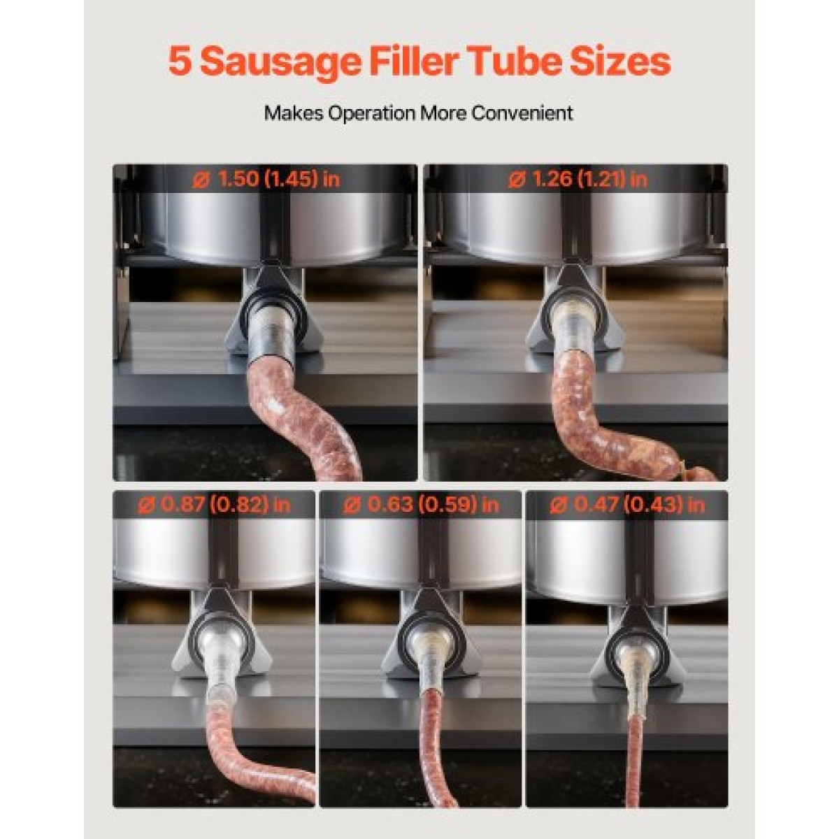 VEVOR Electric Sausage Stuffer, 55 LBS / 25 L Vertical Meat Stuffer, Stepless Speed ​​Control and Foot Pedal, Inox Heavy Duty Γεμιστικό Λουκάνικου με 5 Σωλήνες Γέμισης, για Εμπορική & οικιακή χρήση