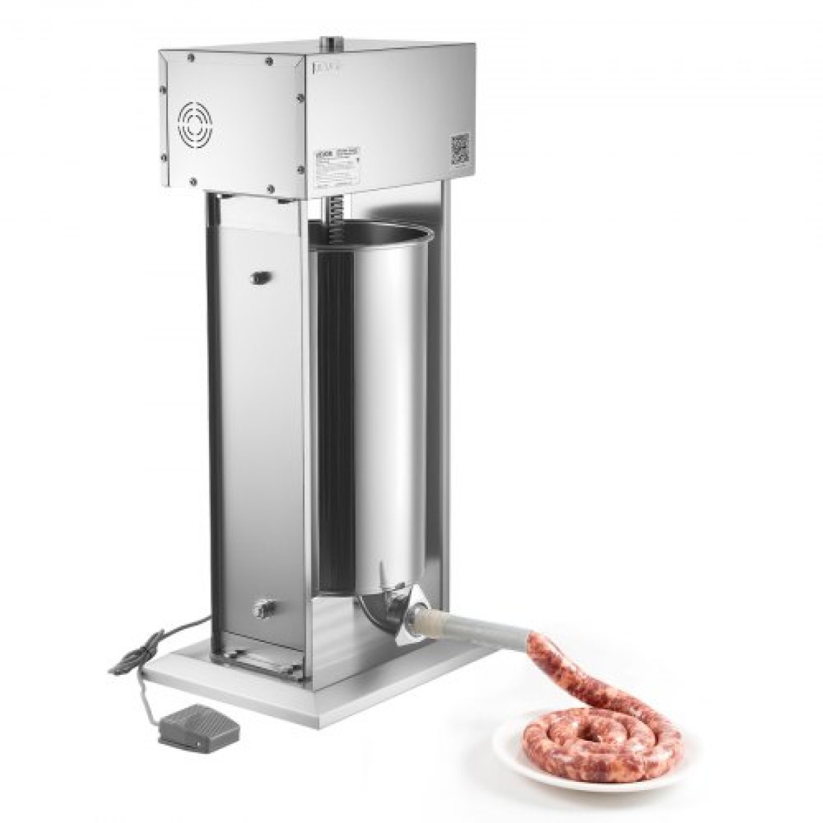 VEVOR Electric Sausage Stuffer, 55 LBS / 25 L Vertical Meat Stuffer, Stepless Speed ​​Control and Foot Pedal, Inox Heavy Duty Γεμιστικό Λουκάνικου με 5 Σωλήνες Γέμισης, για Εμπορική & οικιακή χρήση
