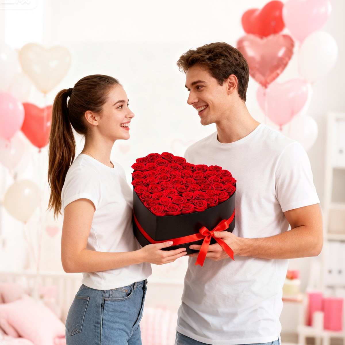 VEVOR Forever Flowers, 50 διατηρημένα τριαντάφυλλα σε κουτί σε σχήμα καρδιάς, Αιώνια λουλούδια Αθάνατο μπουκέτο δώρο γενεθλίων για παράδοση Prime Women Her Wife Mothers, Επέτειος, Ημέρα του Αγίου Βαλεντίνου, Χριστούγεννα, Κόκκινο