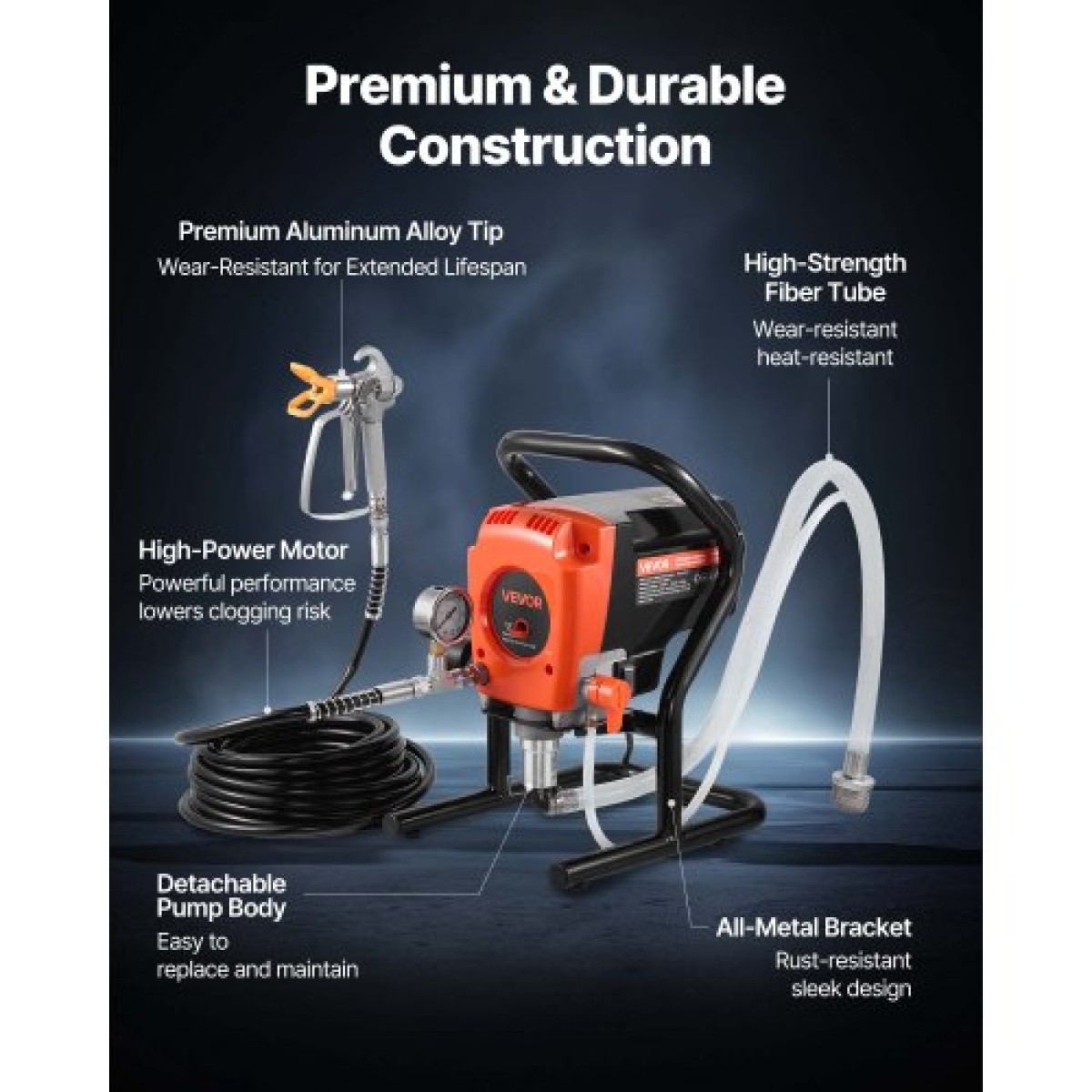 Ψεκαστήρας βαφής VEVOR Stand Airless, 900W, 3300PSI Ψεκαστήρας χωρίς αέρα υψηλής πίεσης, βούρτσα καθαρισμού, σωλήνας, ράβδος επέκτασης, ακροφύσια, ηλεκτρική μηχανή ψεκασμού για εσωτερικούς ή εξωτερικούς χώρους σπιτιού, φράχτη