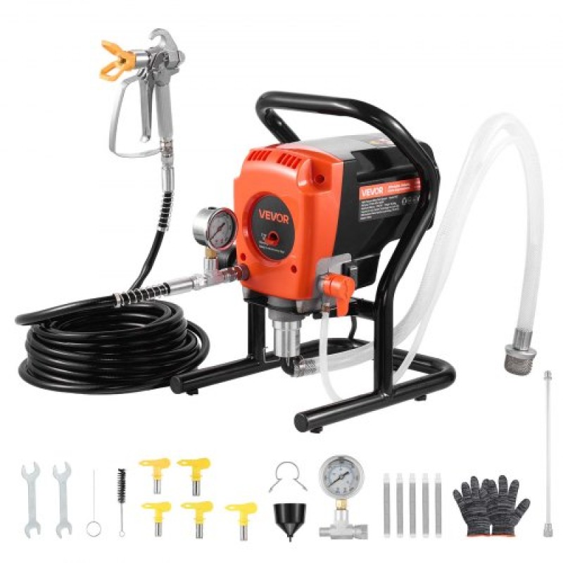 Ψεκαστήρας βαφής VEVOR Stand Airless, 900W, 3300PSI Ψεκαστήρας χωρίς αέρα υψηλής πίεσης, βούρτσα καθαρισμού, σωλήνας, ράβδος επέκτασης, ακροφύσια, ηλεκτρική μηχανή ψεκασμού για εσωτερικούς ή εξωτερικούς χώρους σπιτιού, φράχτη