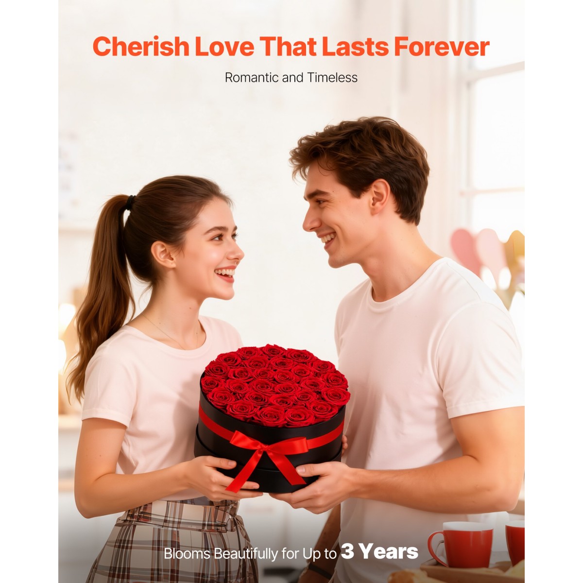 VEVOR Forever Flowers, 27 Conserved Roses in a Box, Eternal Flowers Immortal Bouquet Δώρο γενεθλίων για παράδοση Prime Women Her Wife Mothers, Επέτειος, Ημέρα του Αγίου Βαλεντίνου, Χριστούγεννα, Κόκκινο