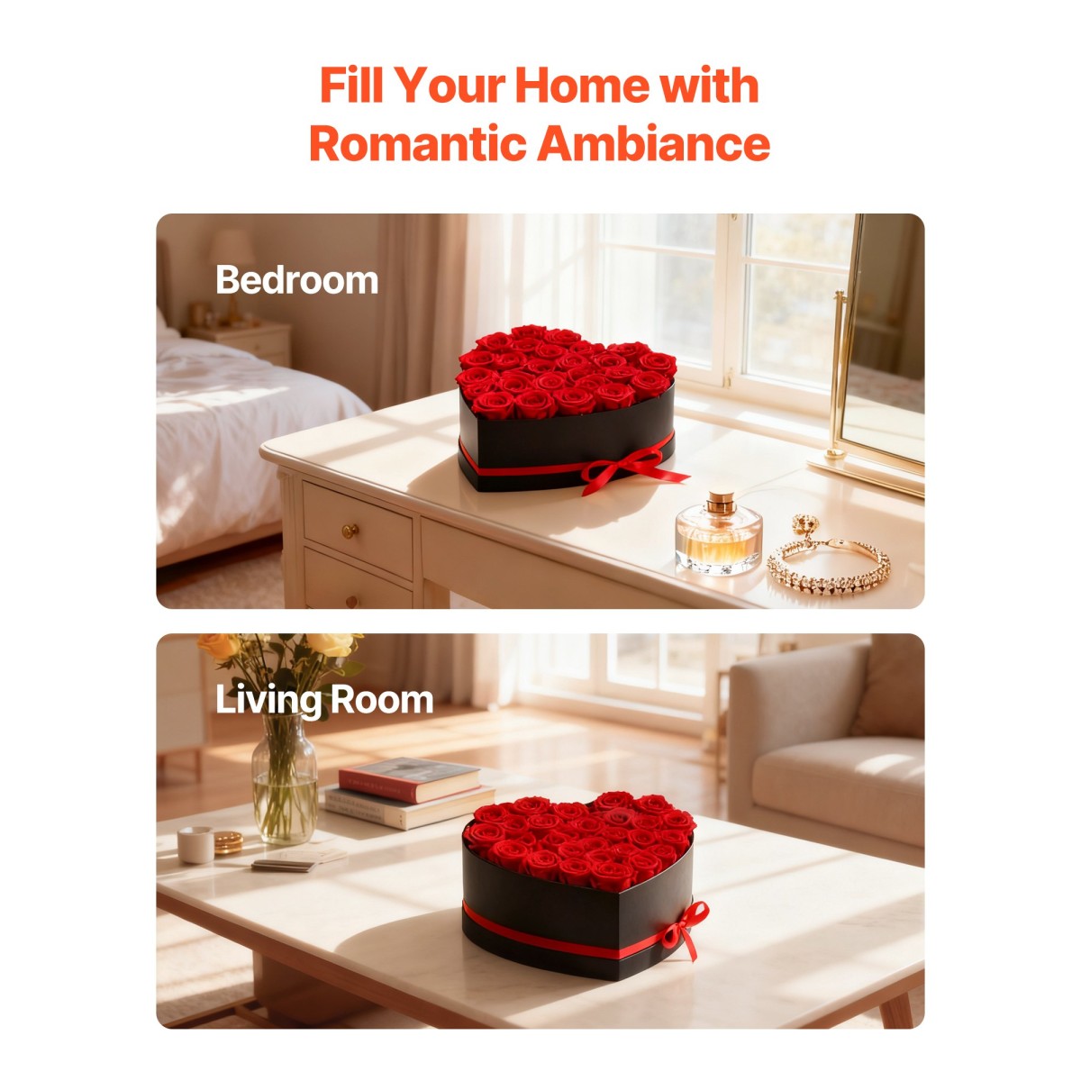 VEVOR Forever Flowers, 27 διατηρημένα τριαντάφυλλα σε κουτί σε σχήμα καρδιάς, Αιώνια λουλούδια Αθάνατο μπουκέτο Δώρο γενεθλίων για παράδοση Prime Women Her Wife Mothers, Επέτειος, Ημέρα του Αγίου Βαλεντίνου, Χριστούγεννα, Κόκκινο