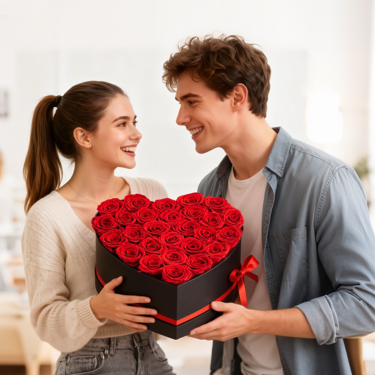 VEVOR Forever Flowers, 27 διατηρημένα τριαντάφυλλα σε κουτί σε σχήμα καρδιάς, Αιώνια λουλούδια Αθάνατο μπουκέτο Δώρο γενεθλίων για παράδοση Prime Women Her Wife Mothers, Επέτειος, Ημέρα του Αγίου Βαλεντίνου, Χριστούγεννα, Κόκκινο