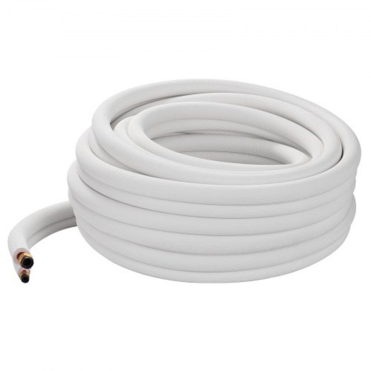 VEVOR 30,5 m Mini Split Line Set, OD AC Copper Tubing Pipe 6,4 & 12,7mm, White PE 3/8 Thickened Insolated Coil with Flapped Nuts, Strapping Tapes, for Mini Split Air Conditioner HVAC or Heat Pump System