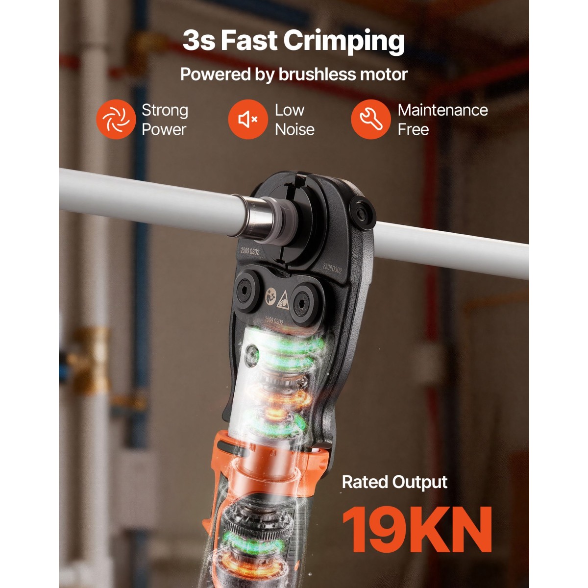 VEVOR Cordless Pipe Tool Kit, 18V Electric Pipe Crimping Tool for PEX & Aluminium-Plastic Tubes - με σιαγόνες TH16 TH20 TH26 TH32, 2 τμχ Μπαταρίες 2AH, Γρήγορος φορτιστής & θήκη μεταφοράς