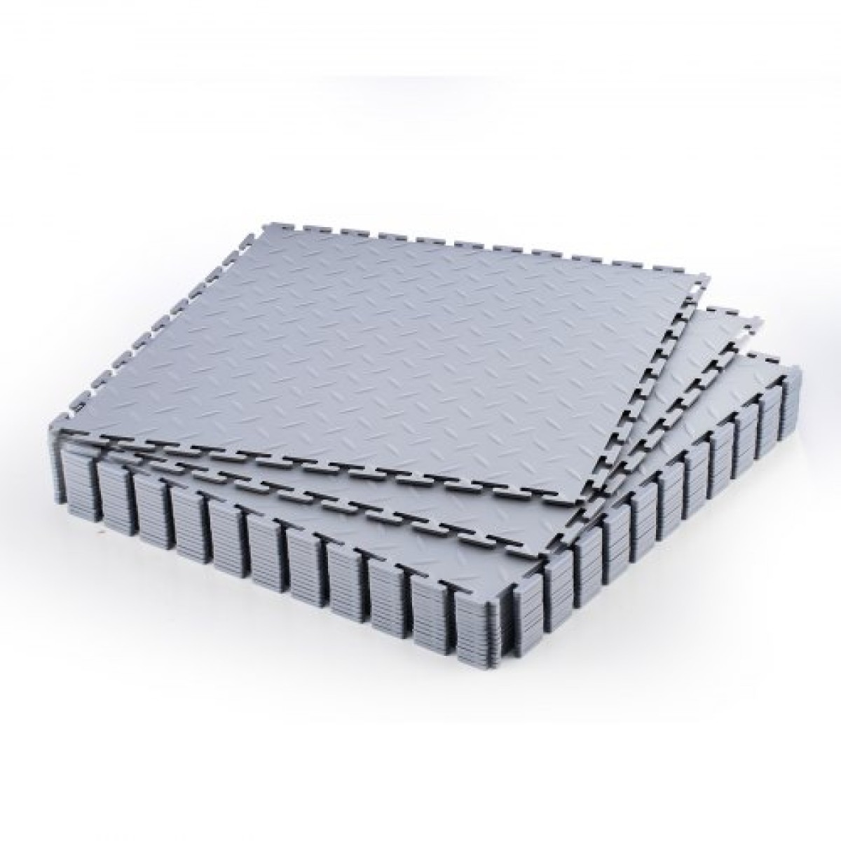 VEVOR Πλακάκια δαπέδου γκαράζ Interlocking, 16 Pack 513 x 513 x 5 mm Interlocking Modular Floor Garage Garage Poss, Diamond Plate Αντιολισθητικά χαλάκια PVC για εργαστήριο, αποθήκη, εργαλειοθήκη, ανοιχτό γκρι