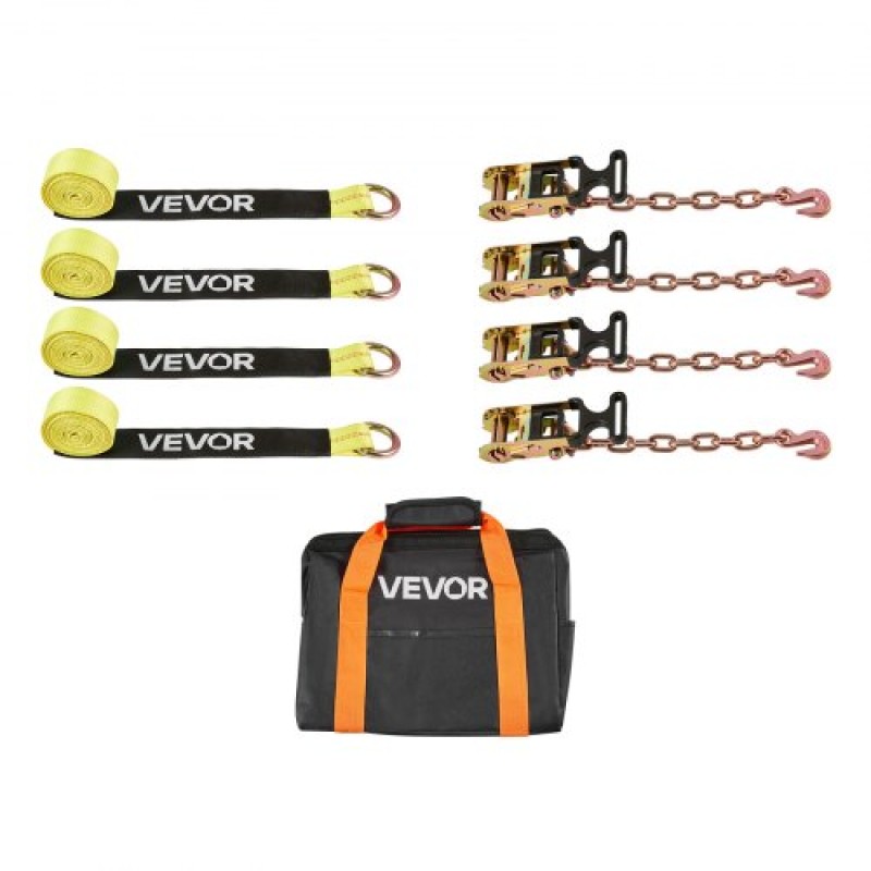 VEVOR Wheel Chock Tie-Down Kit, Tire-Style Tow Dolly Strap, Car Tie Down Kit with Heavy-Duty Hook, Break Strength 4540 kg & Working Load 1512 kg Motorcycle Tie-Down System for ATV, SUV, Snowmobiles