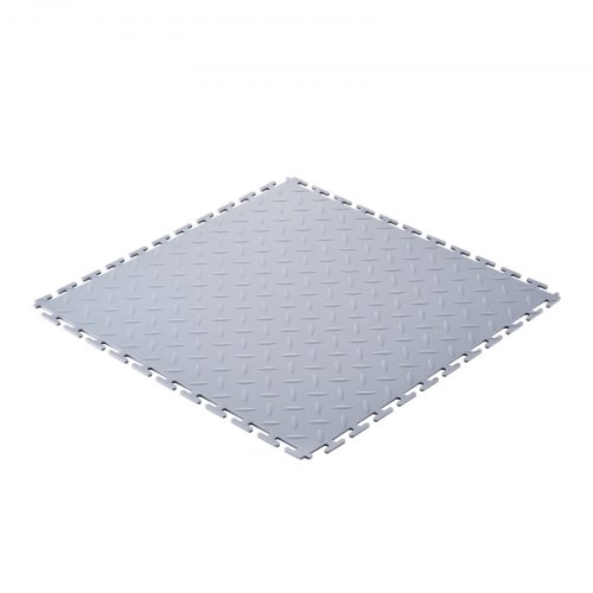 VEVOR Πλακάκια δαπέδου γκαράζ Interlocking, 8 Pack 513 x 513 x 5 mm Interlocking Modular Floor Garage Garage Poss, Diamond Plate Αντιολισθητικά χαλάκια PVC για εργαστήριο, Αποθήκη, Εργαλειοθήκη, Ασημί