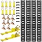 VEVOR E-Track Tie-Down Rail Kit, 4 Pack 2,3 m E Rails Track, 26 Pcs Περιλαμβάνει 2 Ratchet Straps & 8 O-Rings & 8 Tie-Offs with D-Ring & 8 End Caps, Fit for Garage Vans Trailers Motorcycles