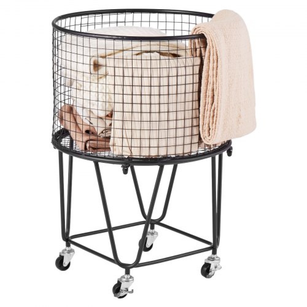 Καλάθι ρούχων VEVOR, Rolling round Grocery Utility Cart με περιστρεφόμενους τροχούς 360°, μεγάλη χωρητικότητα 27 KG, Ανθρακούχο ατσάλι βαρέως τύπου Καλάθι αγορών για πλυντήρια, ψώνια, κάμπινγκ, παντοπωλείο, αποσκευές